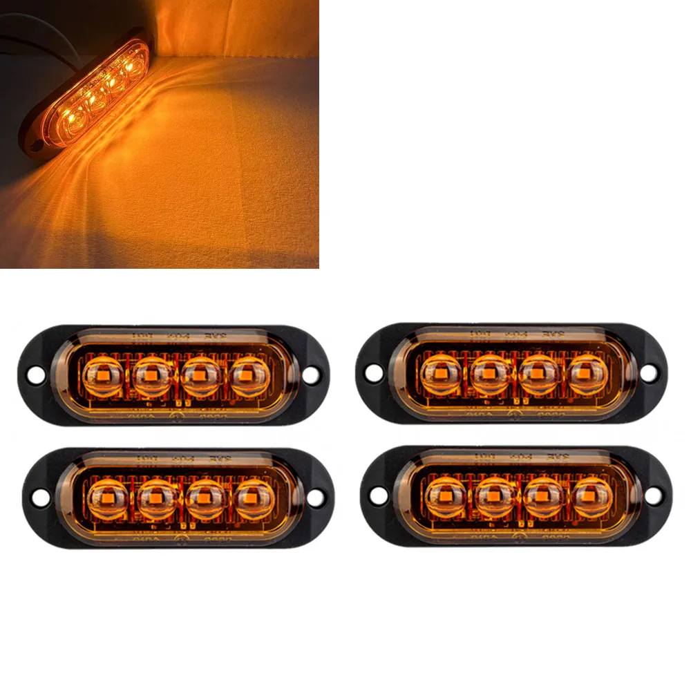 4 Feux Latéraux LED Pour Camion/remorque - 12V/24V - Blanc Et Rouge - Feux De Gabarit, Position - Pour Camionnette, Bus, SUV, Caravane