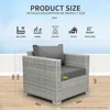 Outdoor Sofa Wicker Patio Chairs Set of 2, Porch Single Chair Grey Rattan Deep Seating Armchair Balcony Furniture with Gr 2
