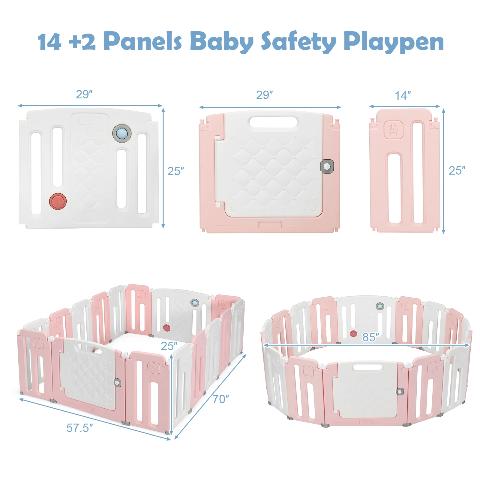 16 Panels Baby Safety Playpen Kids Safety Activity Play Center w/ Drawing Board 2