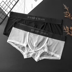 Sexy Mens Briefs Mesh See-through Pouch Boxer Bikini  Convex Pouch Underwear Soft Breathable High Quality Boxershorts Gift