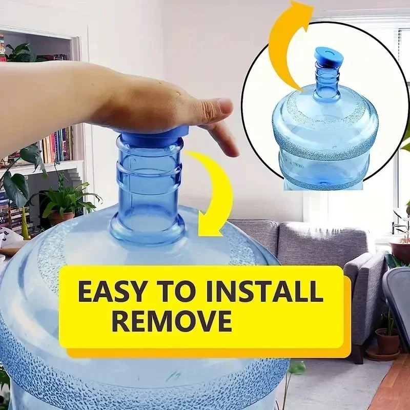 5pcs 5 Gallon Water Jug Lids Replacement Water Jug Caps, ReusableSilicone Leak Proof Lid For 55mm Bottles