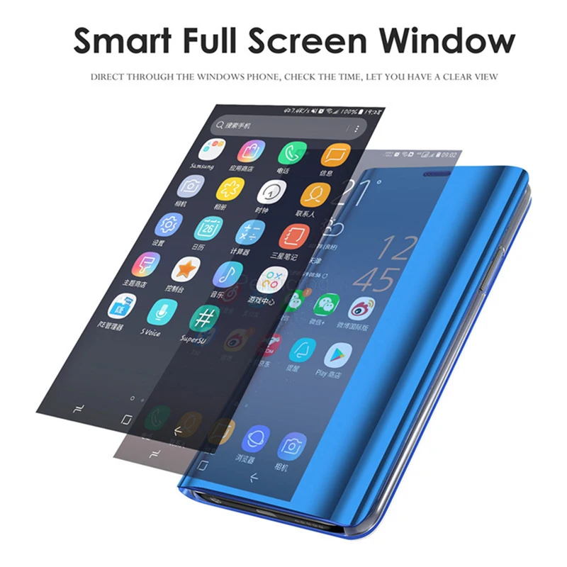 Smart Mirror Flip Case For Xiaomi Redmi Note 9s 5 6 7 8 K20 Pro 8T 9 8A 9C 9A 7A 6A 4 4X 5 Plus Mi 10T Pro Poco X3 NFC Cover mobile pouch for running