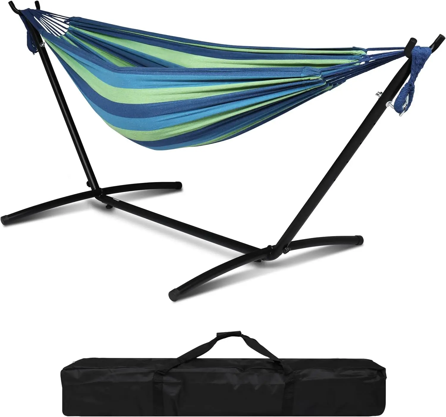 

Heavy Duty 550 LBS Double Hammock with Stand Included with Portable Carrying Bag, Upgraded 2 Person Hammock with Frame