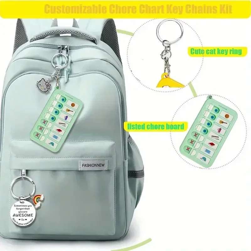 Children's Self Discipline Checklist Memo Board - Daily Planner & Task Organizer with Detachable Keychain