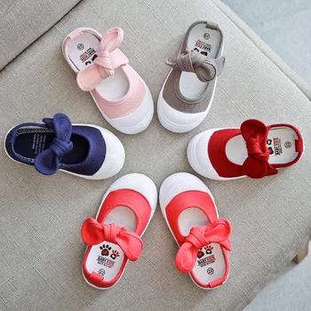 New Children Shoes Girls Canvas Shoes Fashion Bowknot Comfortable Kids Casual Shoes Sneakers Toddler Girls Princess Shoes 21-35