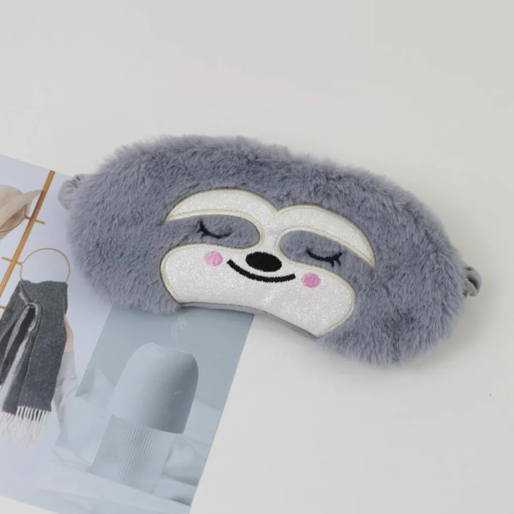 Cute Sloth Eyepatch Soft Fluffy Plush Blindfold Funny Novelty Animal Boys Sleep Mask Eye Eyeshade Kids Girls Boys 6