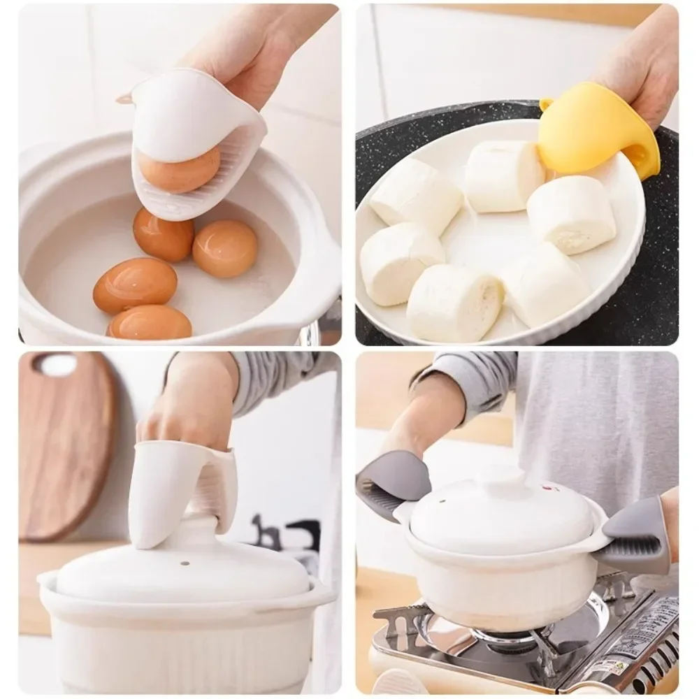 Anti Heat Oven Baking Glove Silicone Mittens Microwave Oven Gloves Heat Insulation Anti-slip Grips Bowl Pot Clips Kitchen Gadget silicone oven mitts kitchen gloves silicone oven gloves