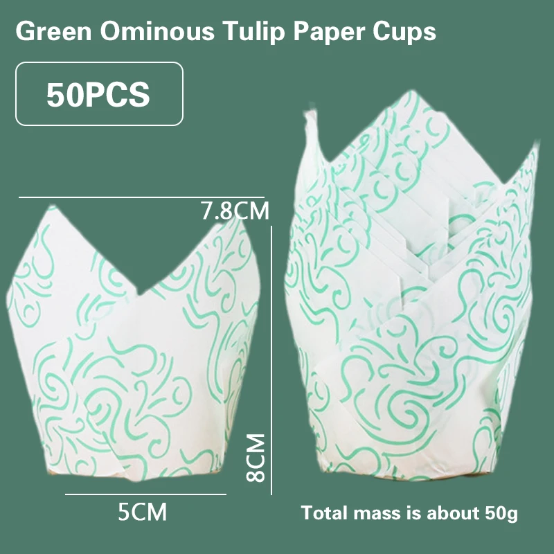 Tulip Muffin Cupcake Paper Cups - Oilproof Liners for Baking and Decorating (50 Pack)