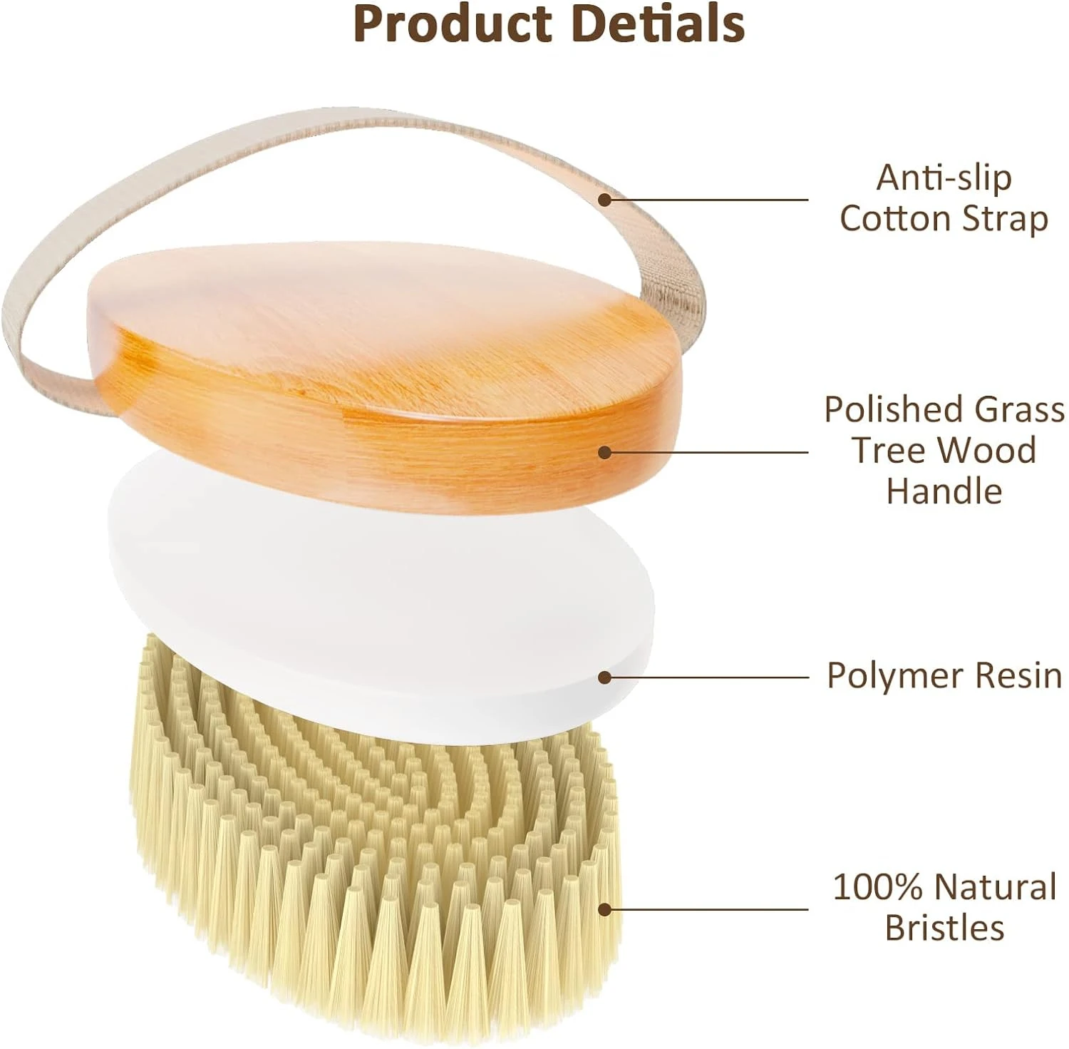 Handheld portable shower brush Natural Wooden Wet Dry Skin Body Bristle Brush Soft SPA Brush Bath Massager 5