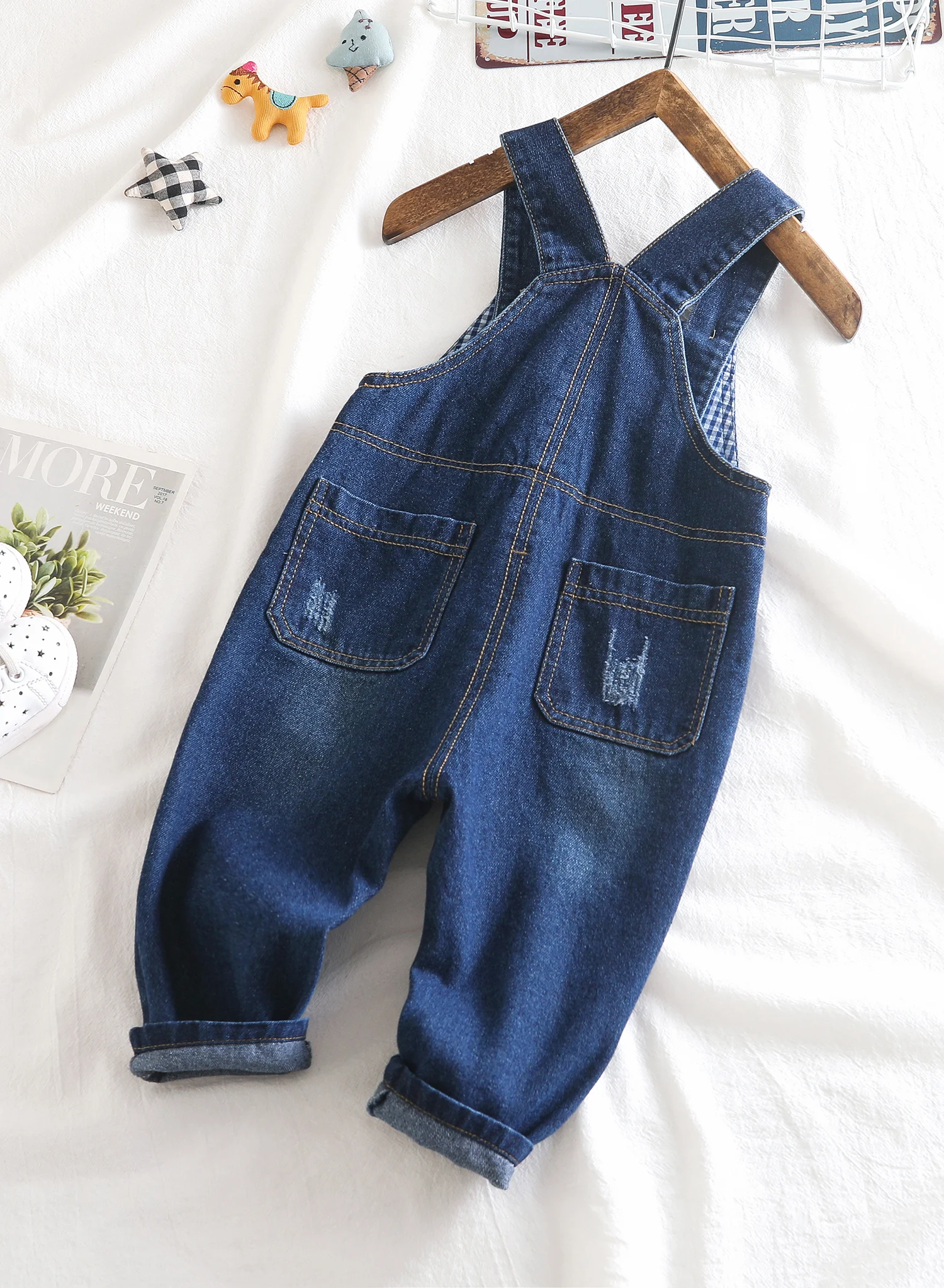 Kidscool Space Super Cute Baby & Toddler Blue Black Jeans Overall