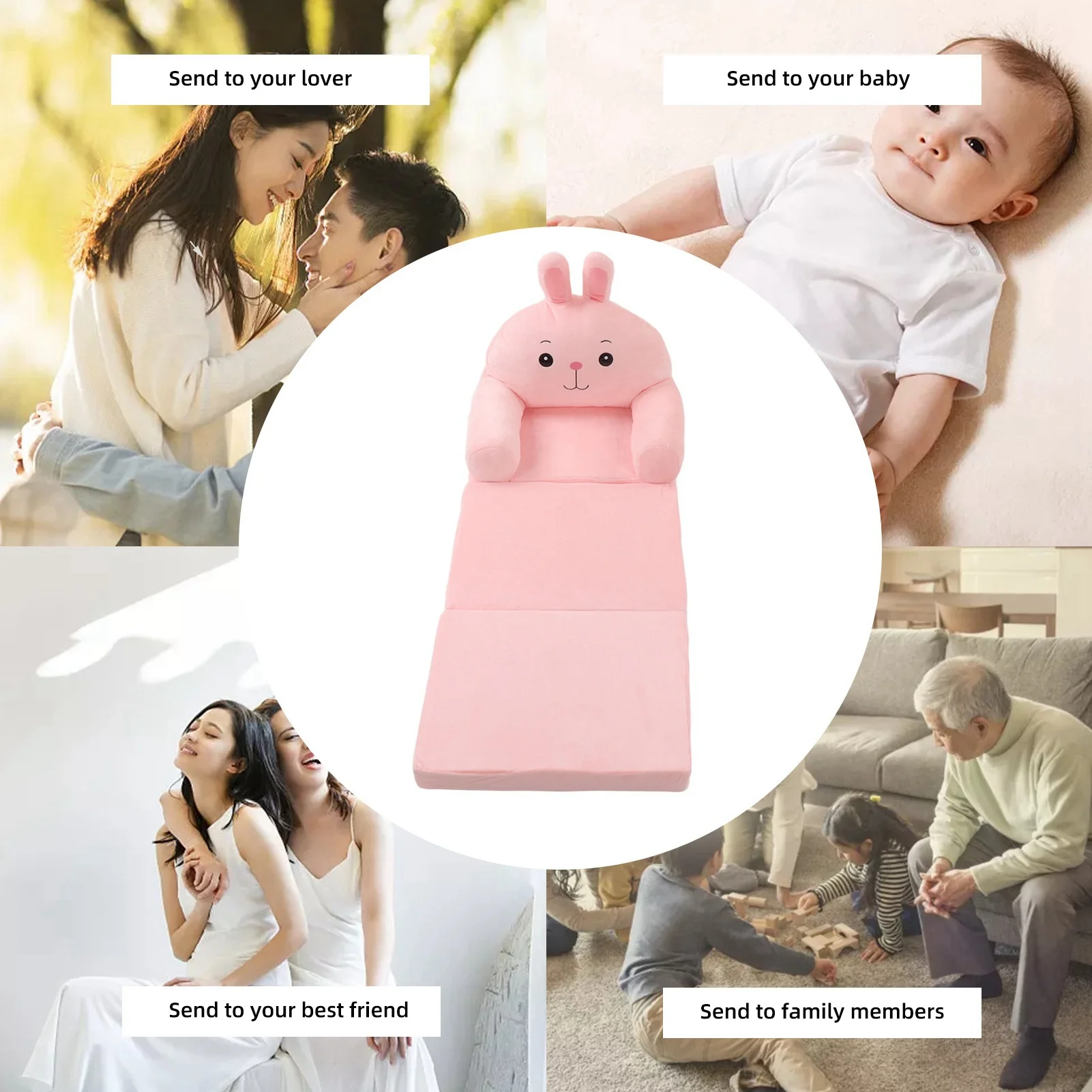 【Kid】Cartoon Foldable Kids Sofa Comfortable Cute Shape Washable Humanize Kids Foldable Sofa Bed Wide Armrest for Bedroom - 3