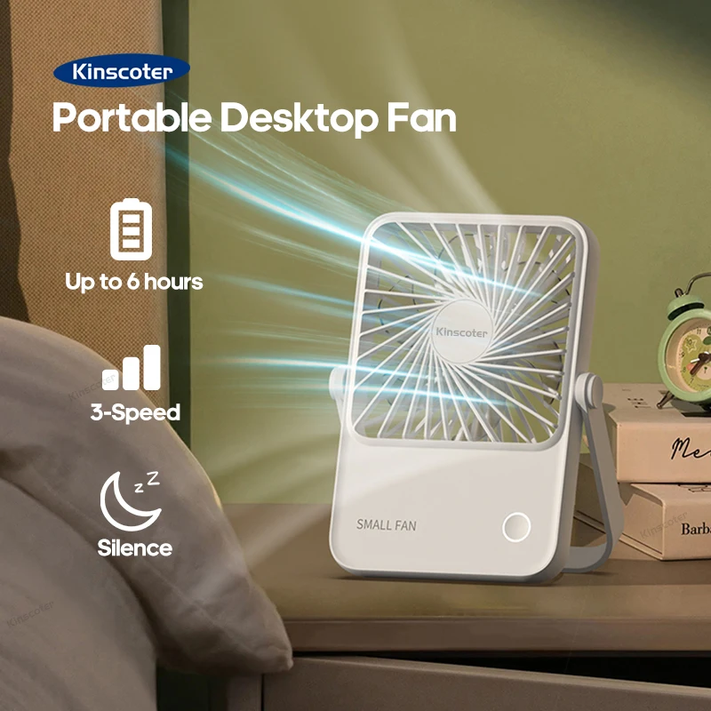 Mini Ventilador de Mesa Recarregável por Usb Ventilador Plano Circulador de ar Dormitório de Estudante Escritório Casa Ventilador Interno Externo