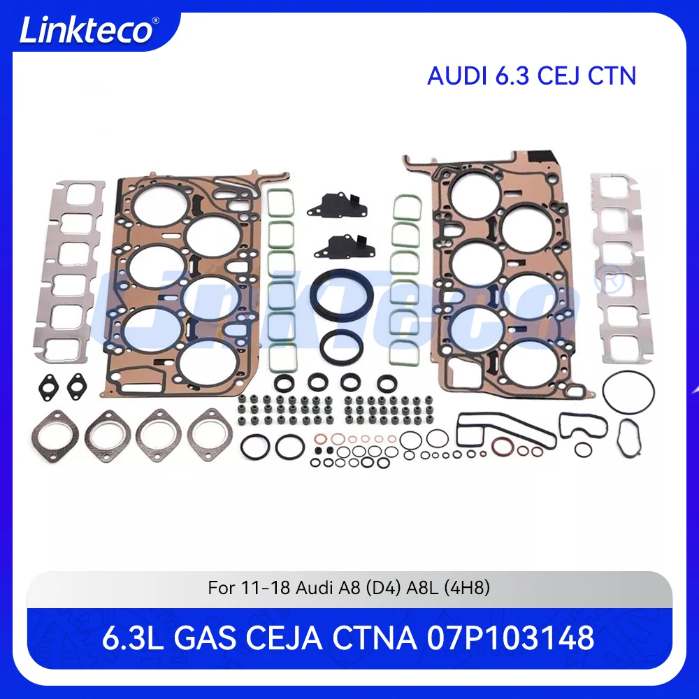 Engine Cylinder Head Full Gasket Seals Set Fit 6.3 T L GAS For 11-18 Audi A8 D4 A8L 4H8 W12 6.3L FSI CEJA CTNA 07P103148