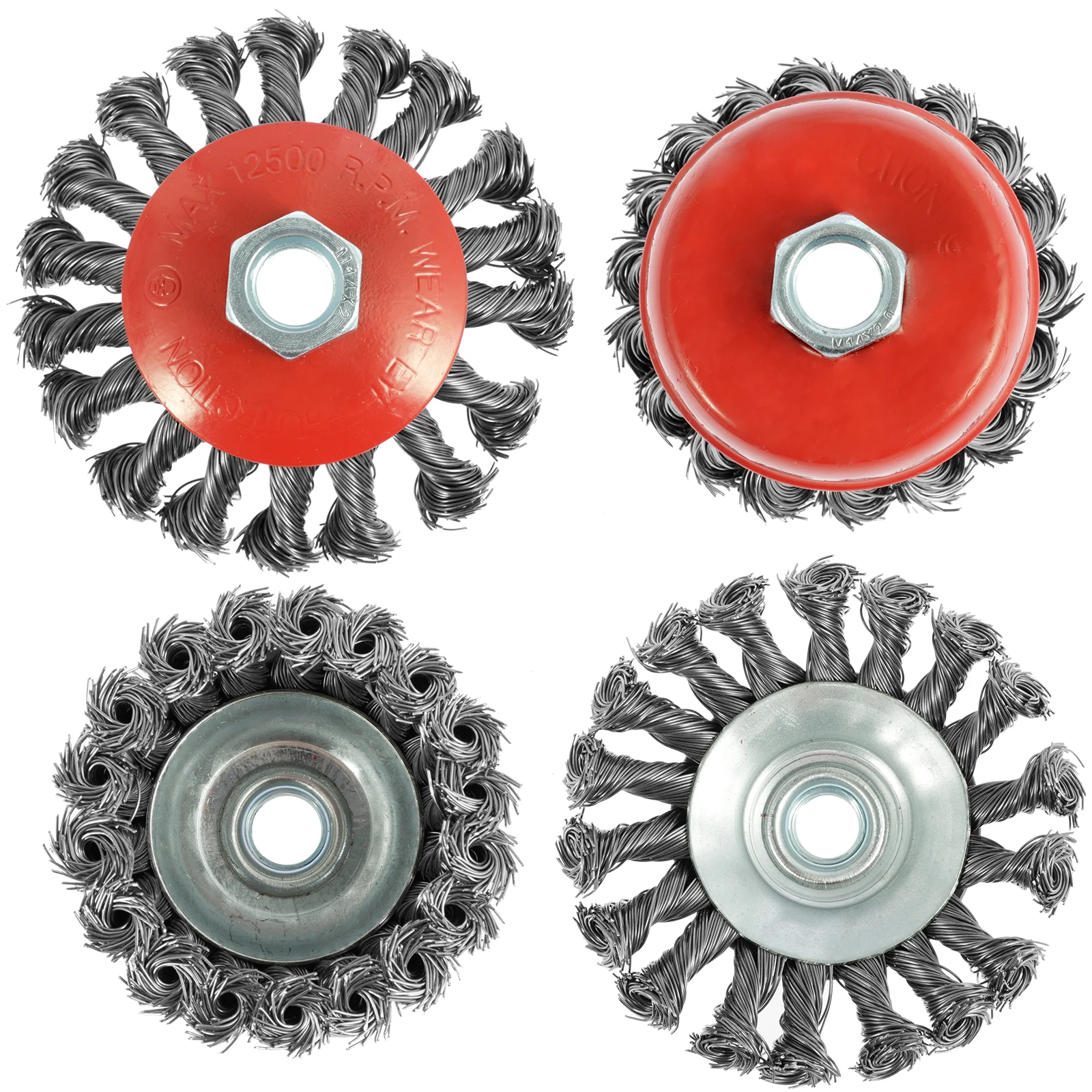 

4Pcs Wire Brush Set Carbon Steel Wire Derusting Wheel Brush Set Durable Angle Grinder Twist Knot Wire Brush Kit Wire Cleaning