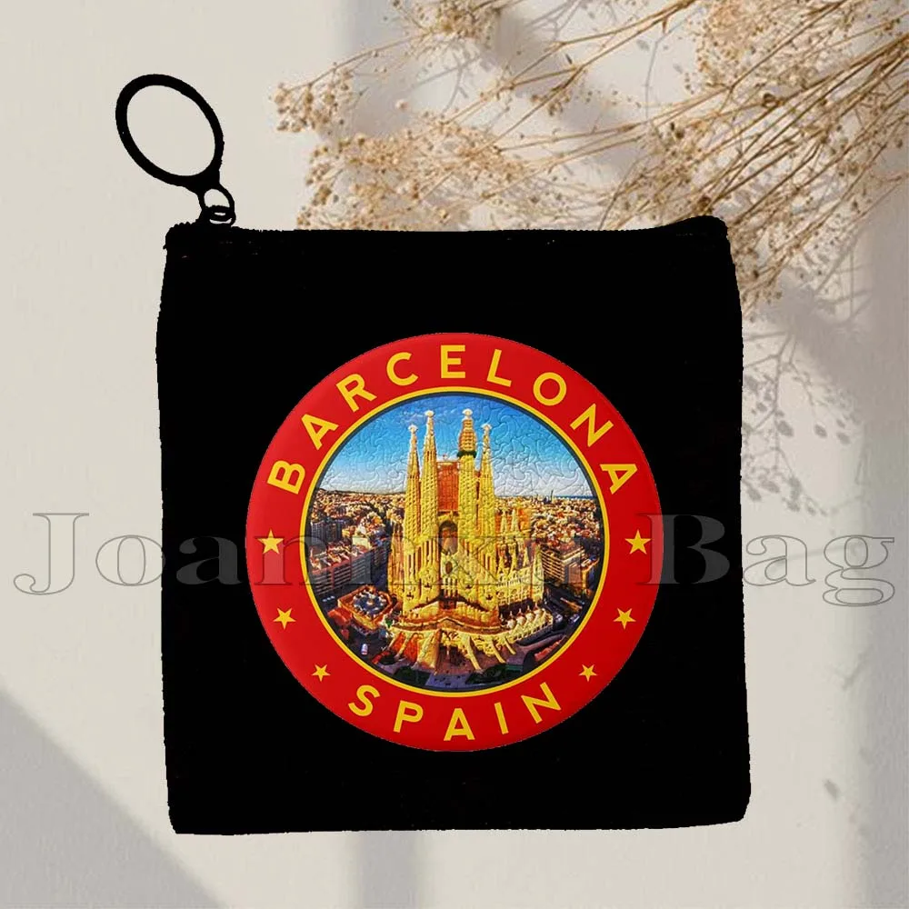 Barcelona Spain Brussels Greenland Los Angeles Madrid Massachusetts Carolina San Antonio Coin Purse Key Case Bag Wallet Pouch