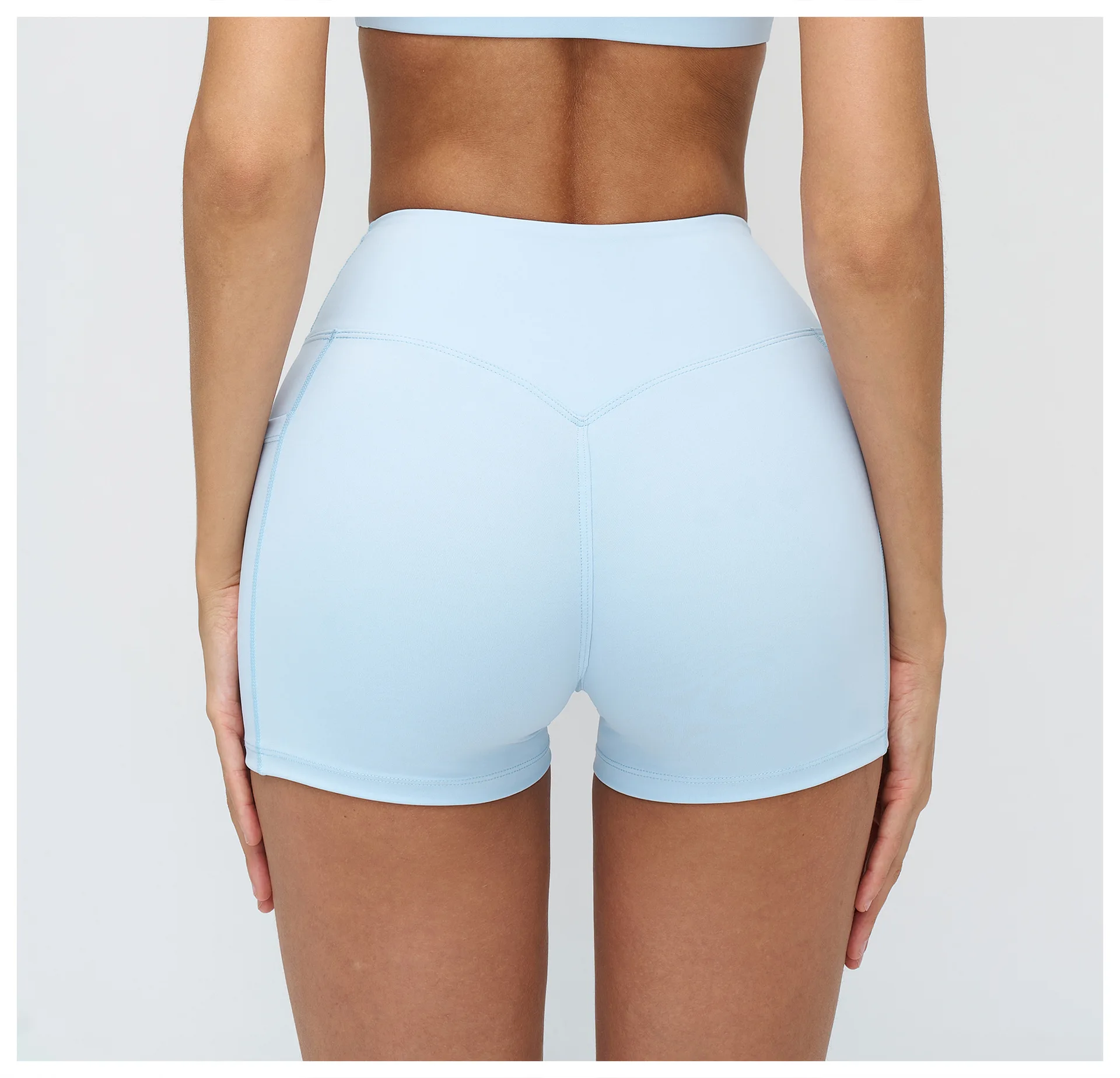 Legging Court Sport Femme Taille Haute avec Poches