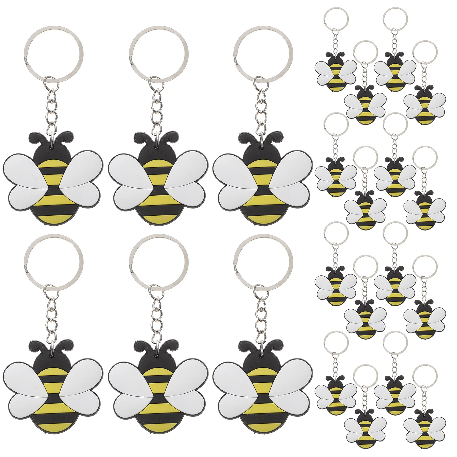 

24 Pcs Bee Keychain Adorable Cartoon Ring Backpack Novelty Keyring Cute Pendant Metal Hanging Child Silver