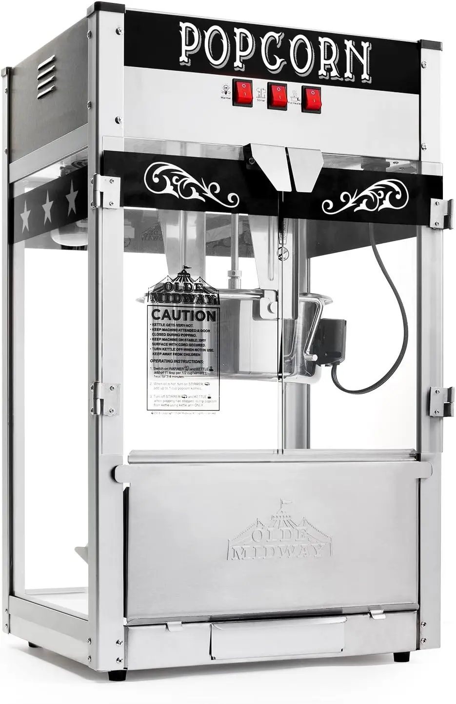 Olde Midway Commercial Popcorn Machine Maker Popper Large 12Ounce Kettle updated modern features