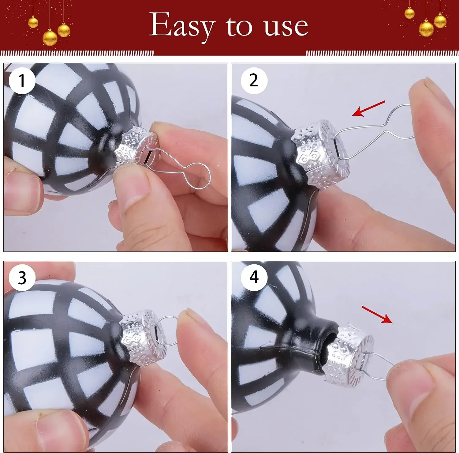 100-400Pcs Christmas Ball Caps for Xmas Tree Ornament Removable Metal Silver Hanger Hat Replacement Decorations Navidad New Year