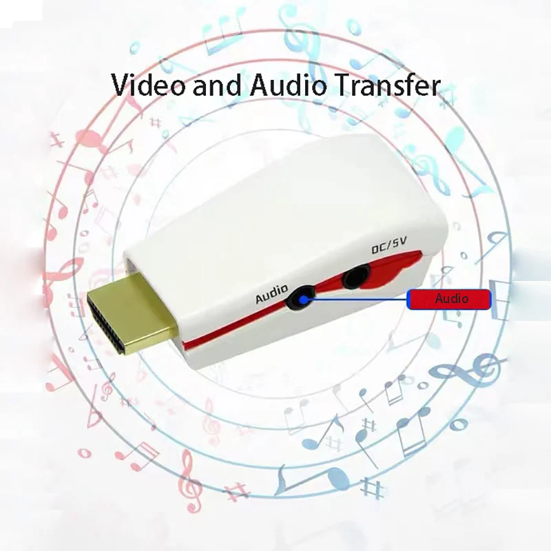 HDMI to VGA Male to Female Converter Set Top Box Game Player Laptop Input HDTV Monitor Projector Output Video Adapter