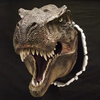 Sculpture murale de dinosaure 3D, tête de dinosaure en résine avec griffes, décoration d'intérieur 1