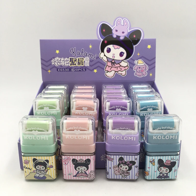 

20pcs/box Sanrio Kuromi Roller Eraser Cute Little Girl Gathering Rubber Crumb Pencil Eraser Stationery For Children Kawaii Gifts