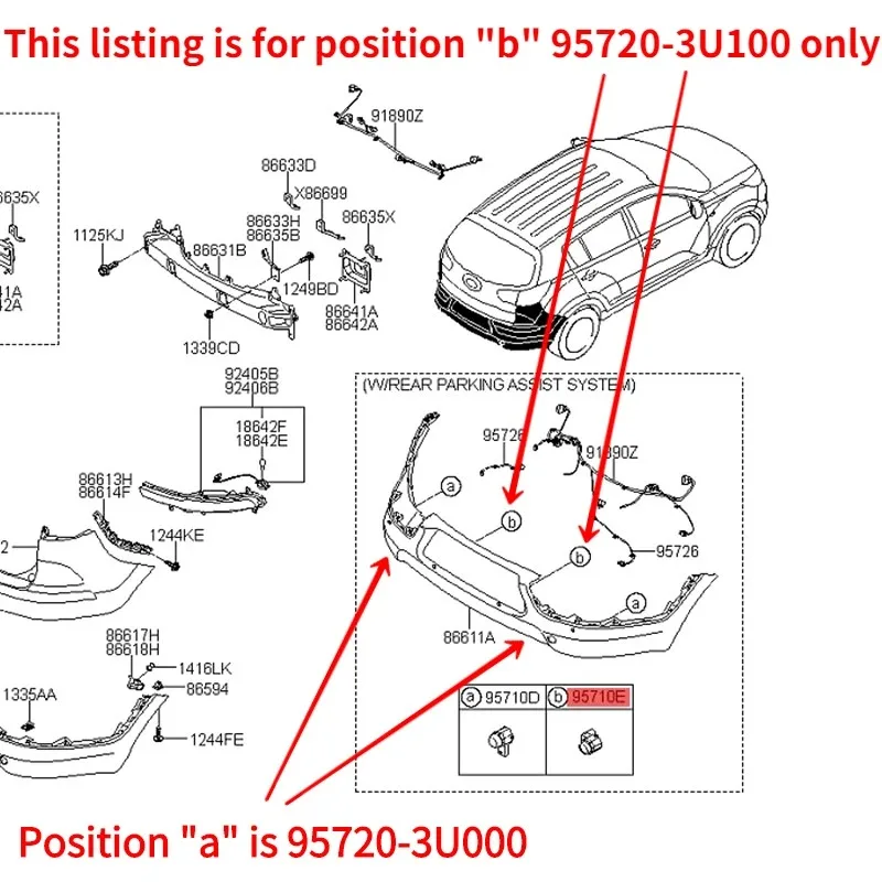 95720-3U100 957203U100 95721-2T100 4MS271H7D PDC Bumper Assist Reverse Parking Sensor FOR KIA SPORTAGE car park sensor