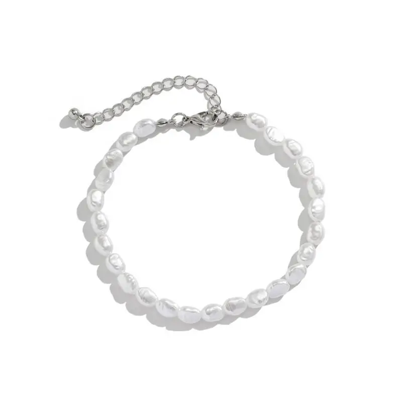 New Fashion Oval Imitation Pearl Chain Bracelet Necklace