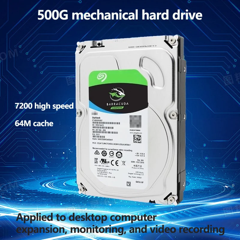 Disco Rigido Da 3.5 "Sata Iii 7200 Rpm Disco Rigido Hd Da 500Gb Per Il Monitoraggio Del Computer Desktop
