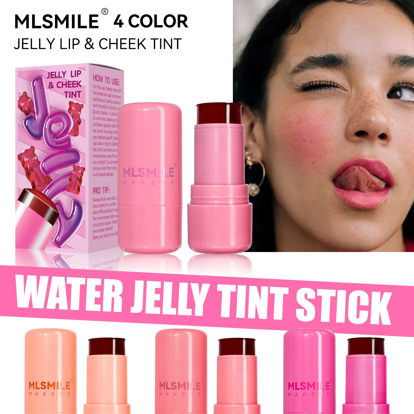 Water Jelly Tint Stick Milk Cooling Lip Gloss Blush Stick Sheer Lip & Cheek Stain