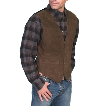 Mens Suede Leather Western Vest 1