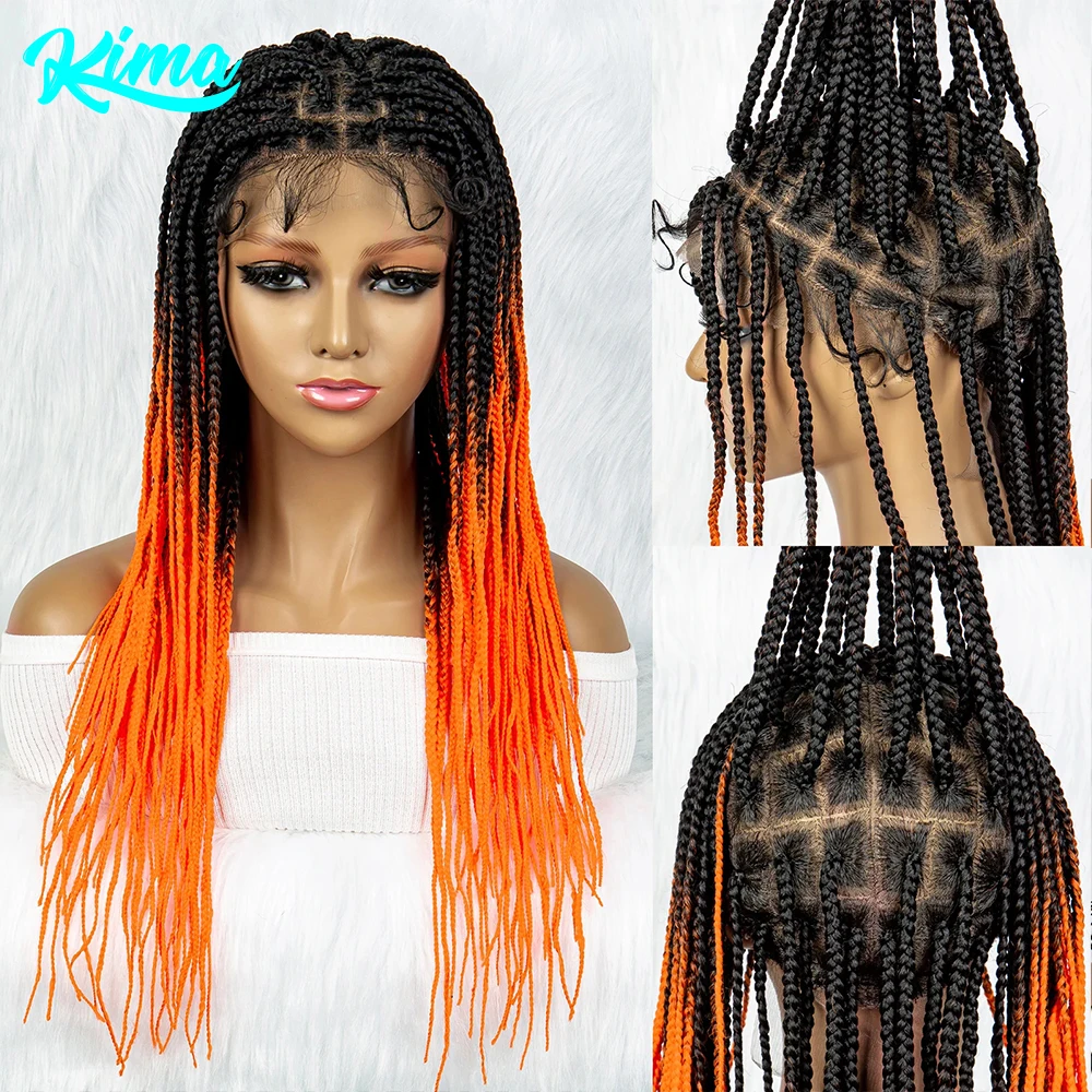 

KIMA Synthetic Full Lace Wig Braided Wigs For Black Women Crochet Braid 24 Inches Braiding Hair Knotless Box Cornrow Braids Wigs