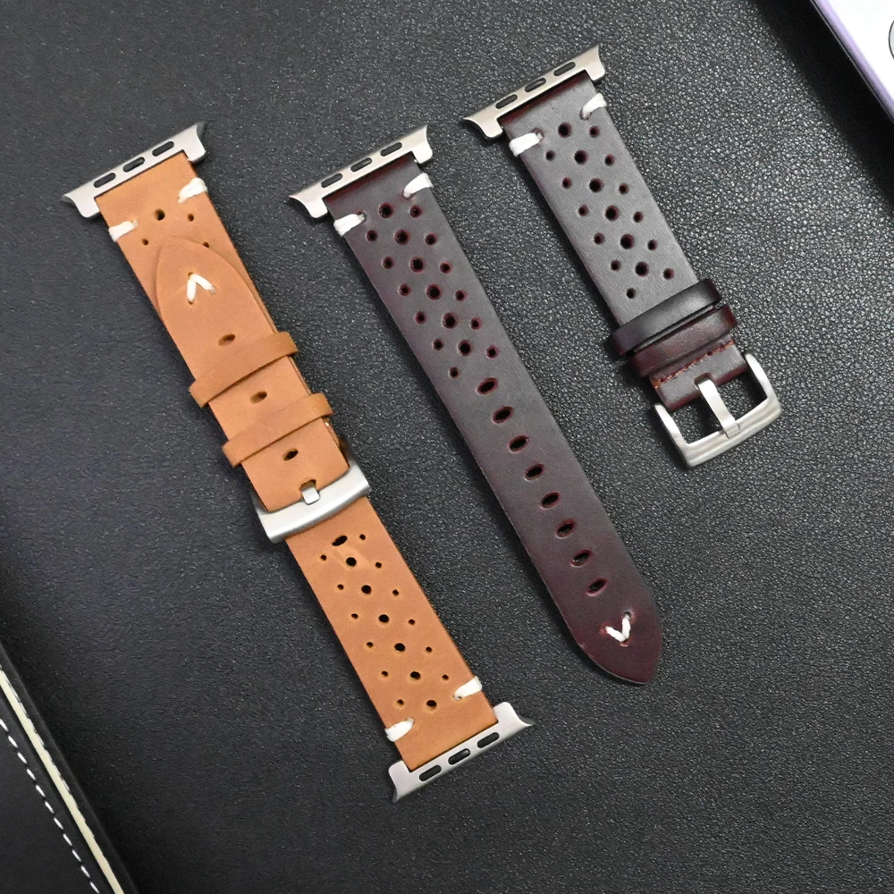

Ремешок из натуральной кожи для Apple Watch Band Ultra 2, браслет для Iwatch Series 9 8 7 SE 6 5 4 Ultra, 49 мм 45 мм 44 мм 42 мм