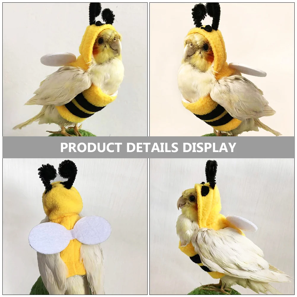 

Pet Bird Clothes Parrot Small Clothing Adorable Costume Bee Shaped Warm Skin-friendly Halloween Decoration Party Hoodies