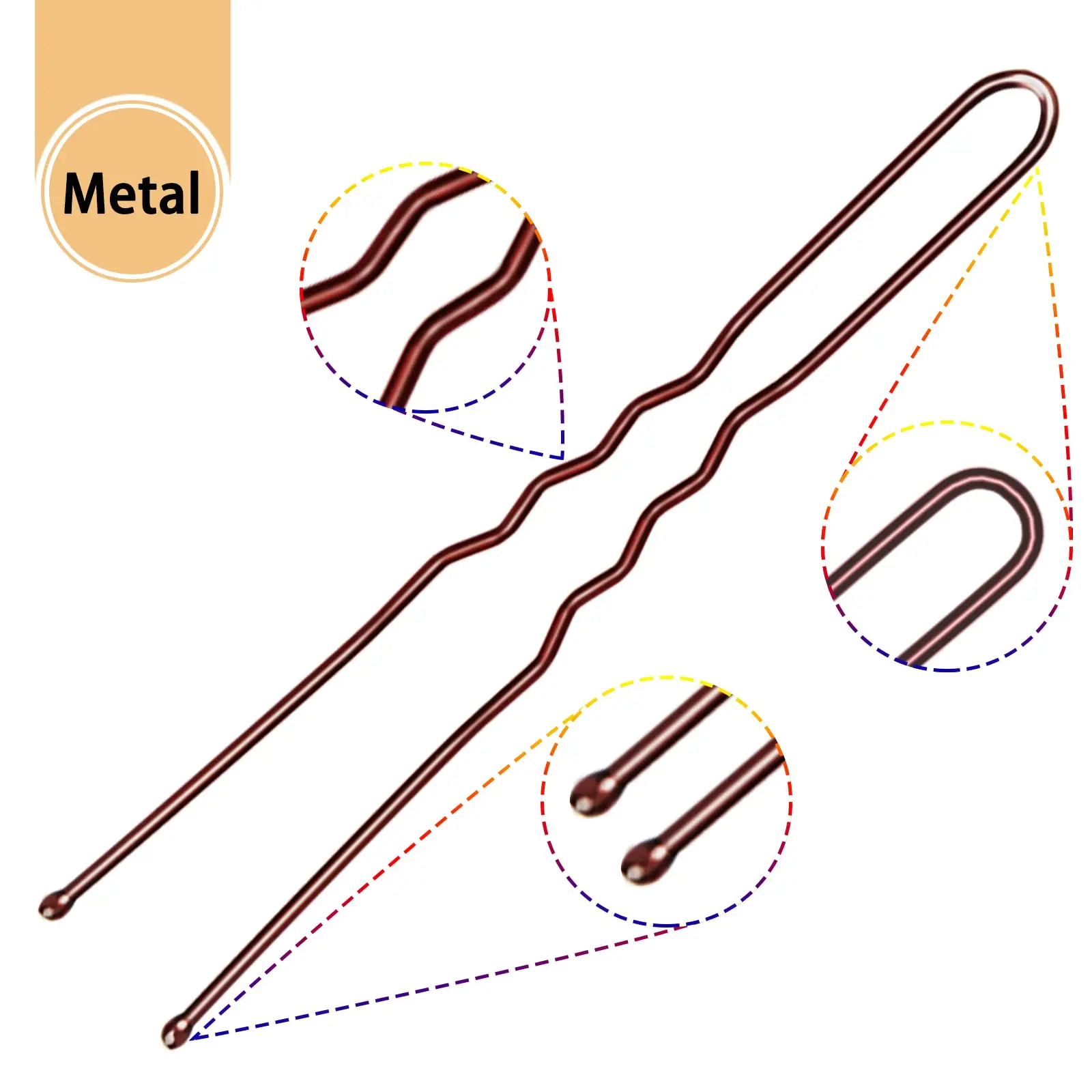 Description Picture 4 of item7cm Hair Pins for Buns 50pcs Bobby Pins Brown Hair U Shaped Hairpins for Women Girls Hair Styling Accessories for Salon Home Use