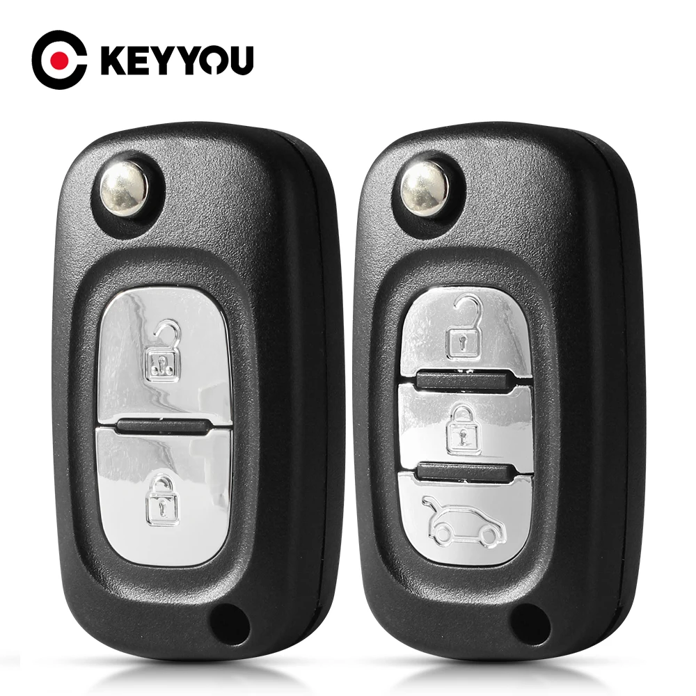 

KEYYOU For Renault Fluence Clio Megane Kangoo Modus 2/3 Buttons Flip Folding Car Key Shell Remote Case NE73/VA2/HU83 Blade