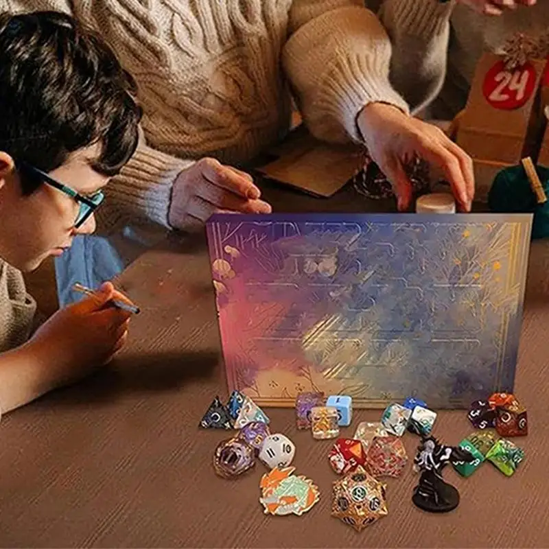 Dice Advent Calendar Christmas Countdown Calendar 24 Days D&DDice Set for D&DDungeons DragonsPathfinder RPGDND Gifts