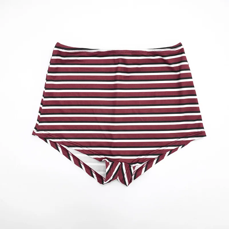 Fashion Spring and Autumn New Shorts Set Striped Women's Crew Neck Split Long Sleeve Top Hot Hip Wrap Super Shorts Two-piece Set