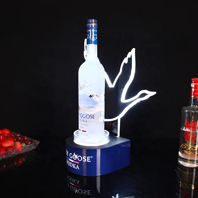 Popular Backlit Sign Lighted LED BOTTLE Glorifier Display Rechargeable GREY GOOSE Vodka WHITE LED BOTTLE PRESENTER