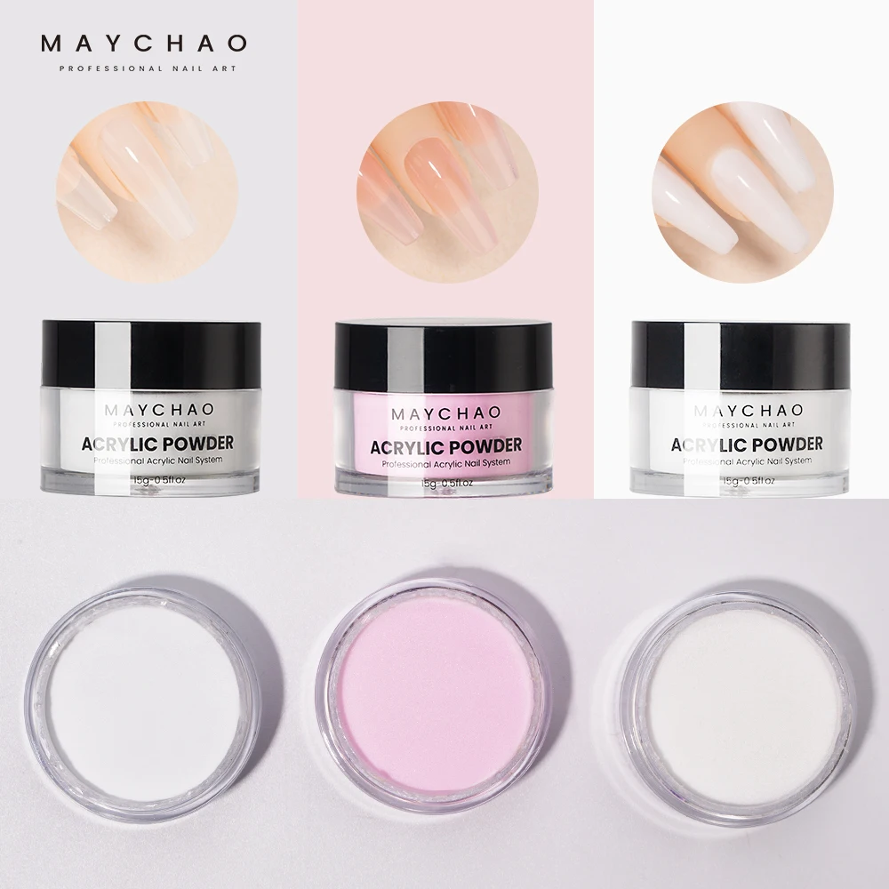 MAYCHAO Acrylic Powder Liquid Monomer Nails Art Decoration For Manicure Set Kit Crystal Nail Glitter 3D Nail Tips Carving Tools 4