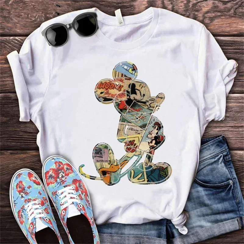 Cartoon Mouse Print Women T-shirt Harajuku Aesthetic Streetwear Short Sleeve T Shirt Summer Fashion Female Y2k Clothing Tops 4