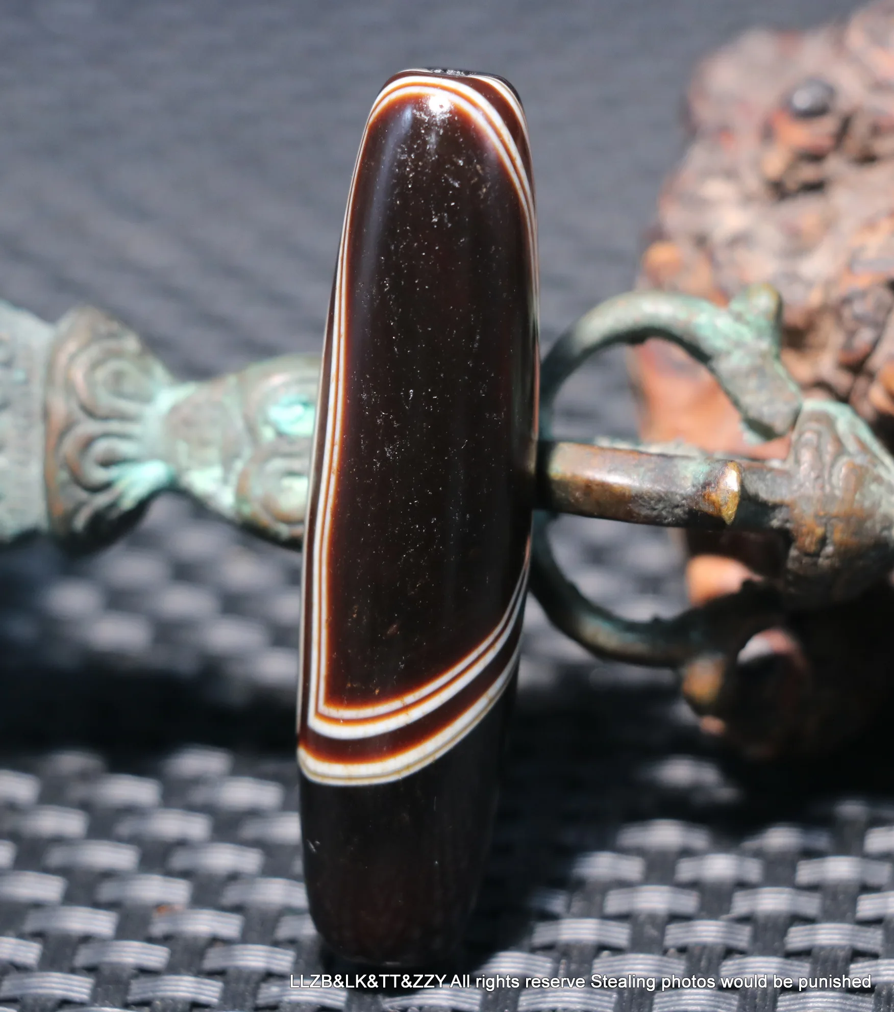 

Ultra Energy Tibetan Old Agate Natural Silkworm Line Be Rich Totem dZi Bead Amulet Pendant Talisman 5A+ T UPD221202A18