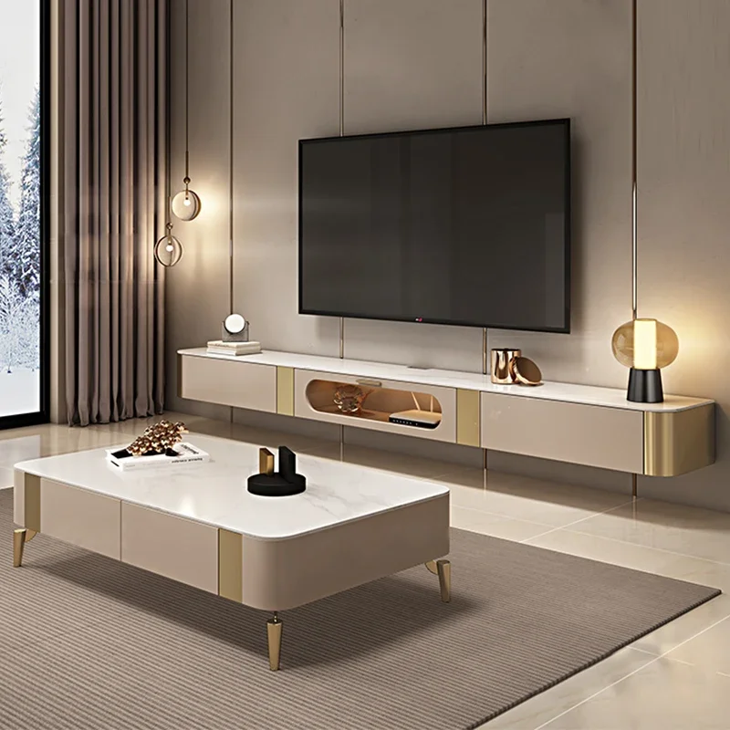 모니터 휴대용 사이드보드 TV 스탠드, 플로팅 선반 유닛 캐비닛 TV 스탠드, 벽걸이 형 TV 파이 극장 가구 