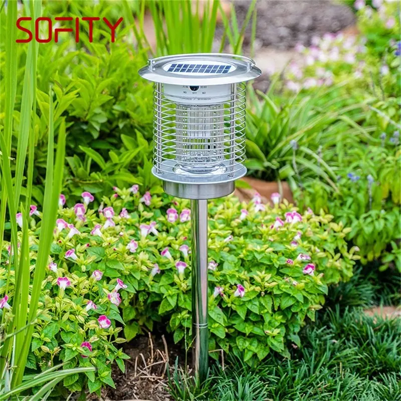 SOFITY 야외 태양열 모기 킬러 램프, 곤충 퇴치 트랩, 가정 정원용 LED 잔디 조명 