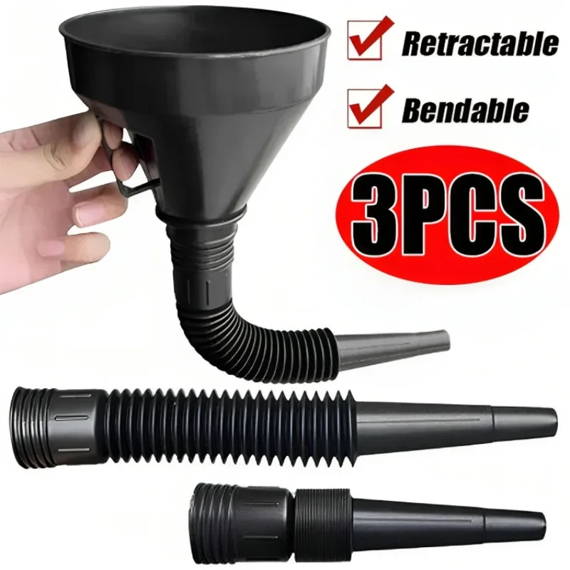 자동차 오토바이 트럭용 필터 포함 범용 엔진 급유 깔때기, 오일 가솔린 충전 채반, 익스텐션 파이프 호스 깔때기