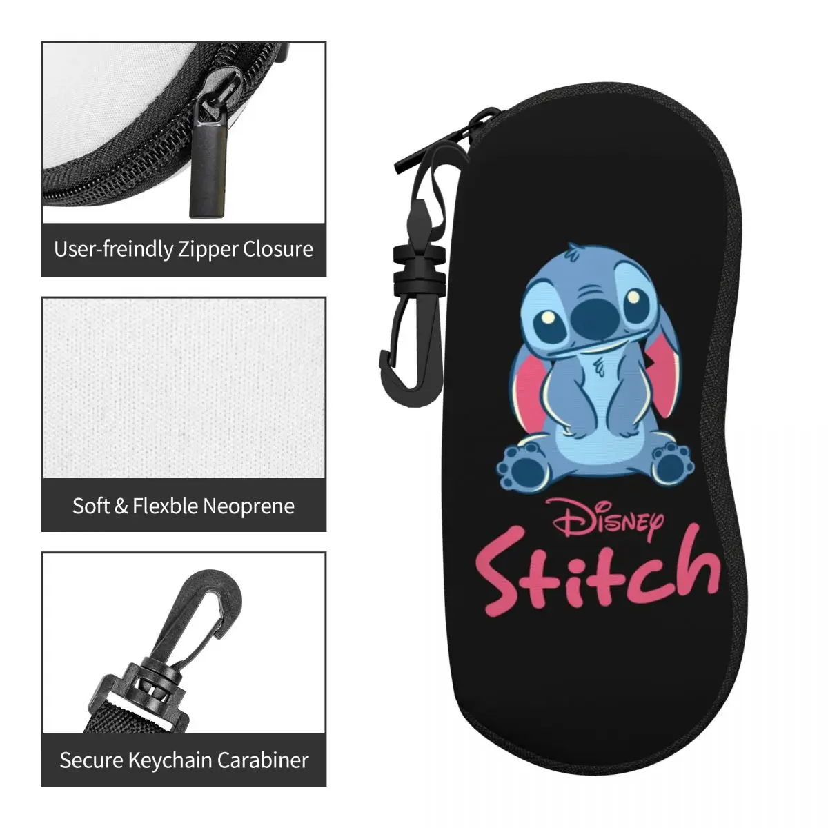 Harajuku Cartoon Stitch Glasses Case Lightweight Zipper Sunglasses Storage Box Anti-Pressure Sunglasses Box 3