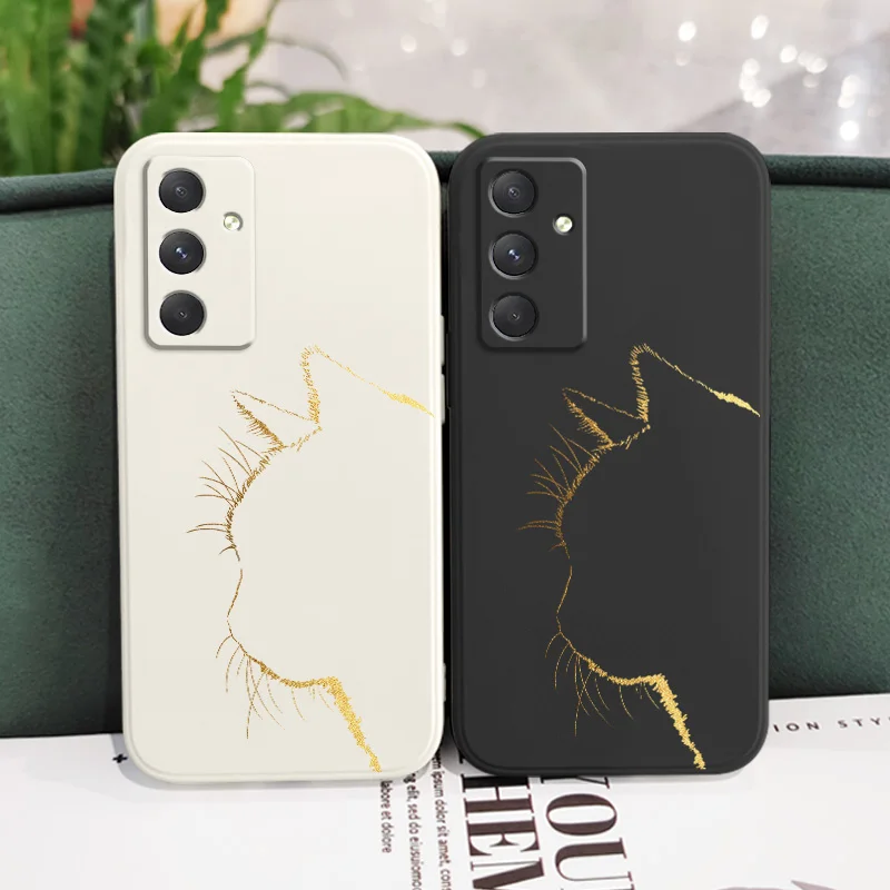 Elegant Black Gold Cat Silicone Phone Case Cover