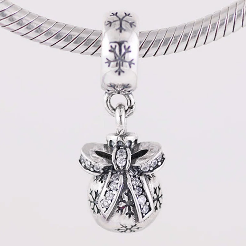

Original Christmas Ornament With Snowflake Pendant Beads Fit 925 Sterling Silver Bead Charm Bracelet Bangle DIY Jewelry