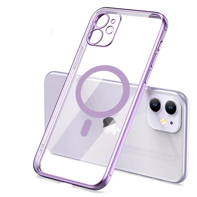 Original for Magsafe Magnetic Wireless Charging Plating Case for iPhone 13 12 11 Pro Max Mini X Xs XR 7 8 Plus Transparent Cover iphone xr cover