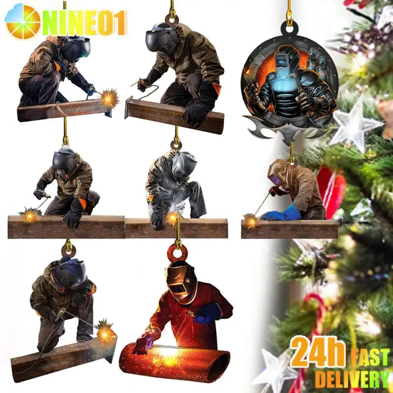 Welder Running Car Christmas Hanging Ornament Room Decor DIY Christmas Tree Decor Key Chain Backpack Souvenir
